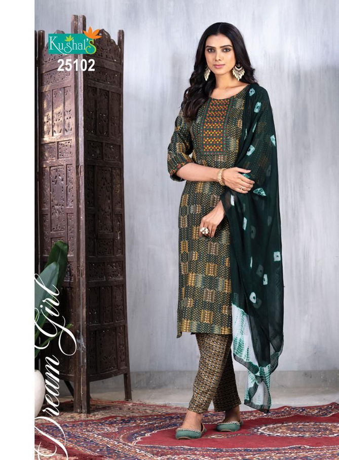 Dream Girl By Kushals straight printed Kurti With Bottom Dupatta